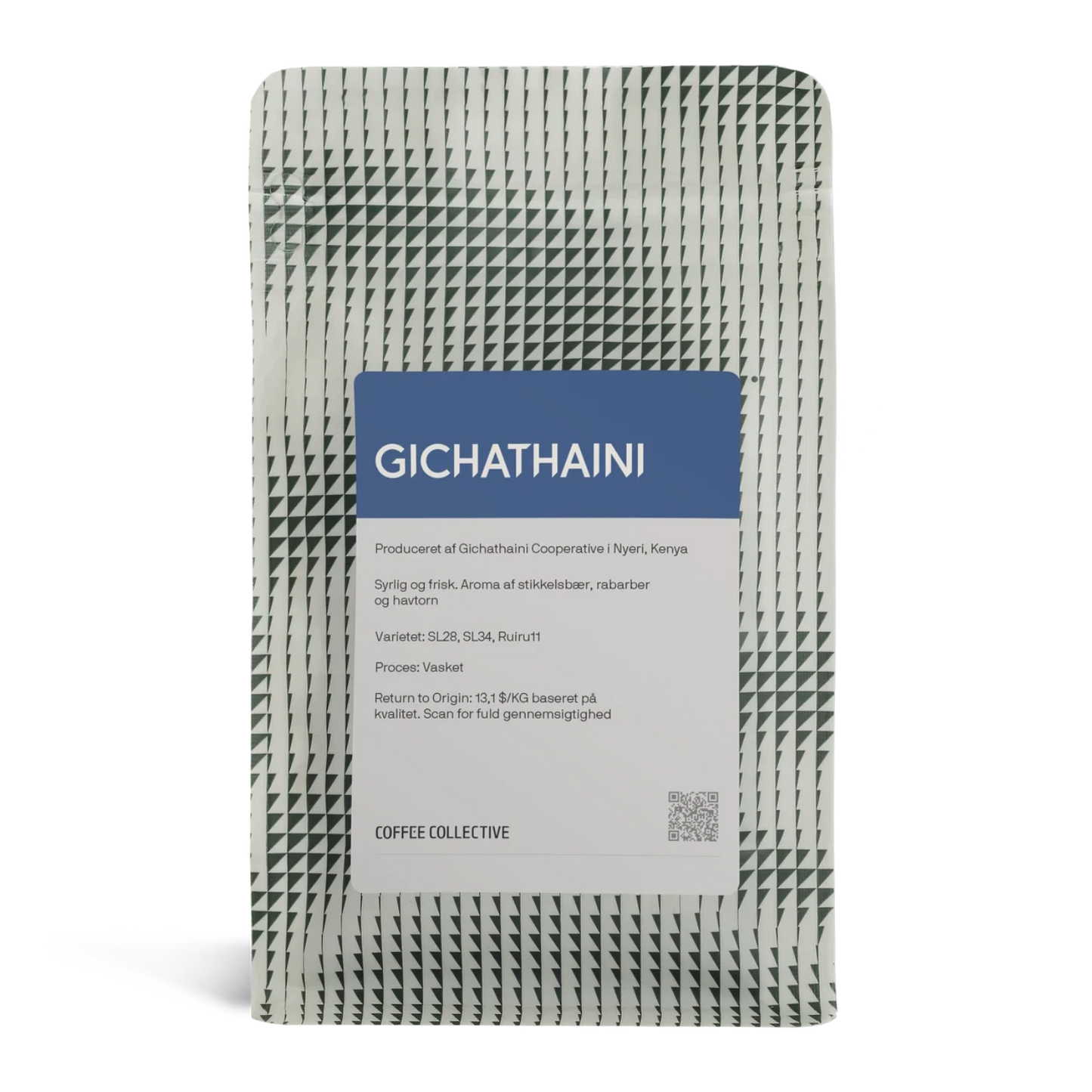 Coffee Collective Gichathaini kaffe från Kenya med marinblå etikett.