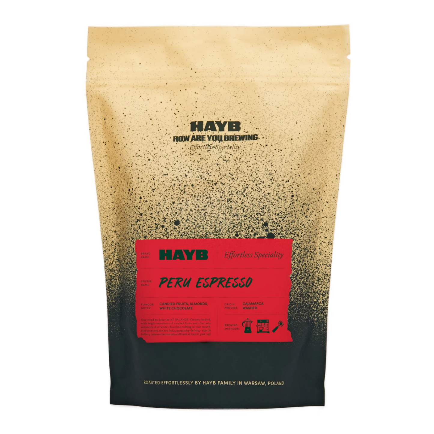 Specialty coffee beans – HAYB Peru Espresso, 250g – front of packaging