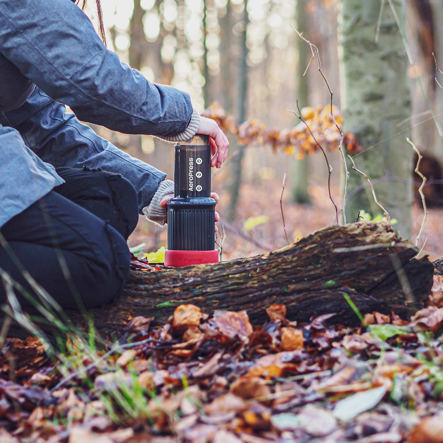 AeroPress Go portable coffee maker, lifestyle photo