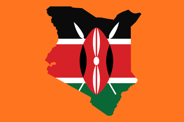 Kenya map on the orange background