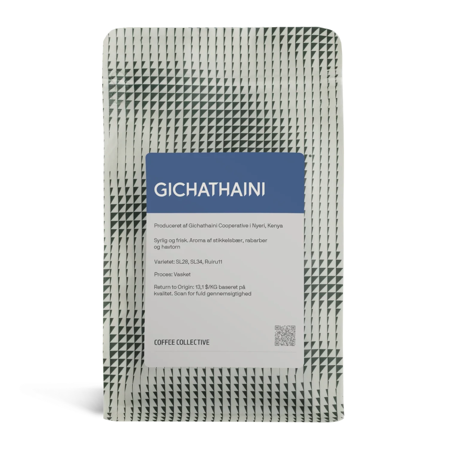 Coffee Collective Gichathaini kaffe från Kenya med marinblå etikett.