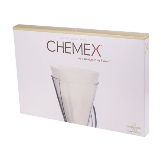 Chemex filterpapper för 3-koppars kaffebryggare i vit originalförpackning.