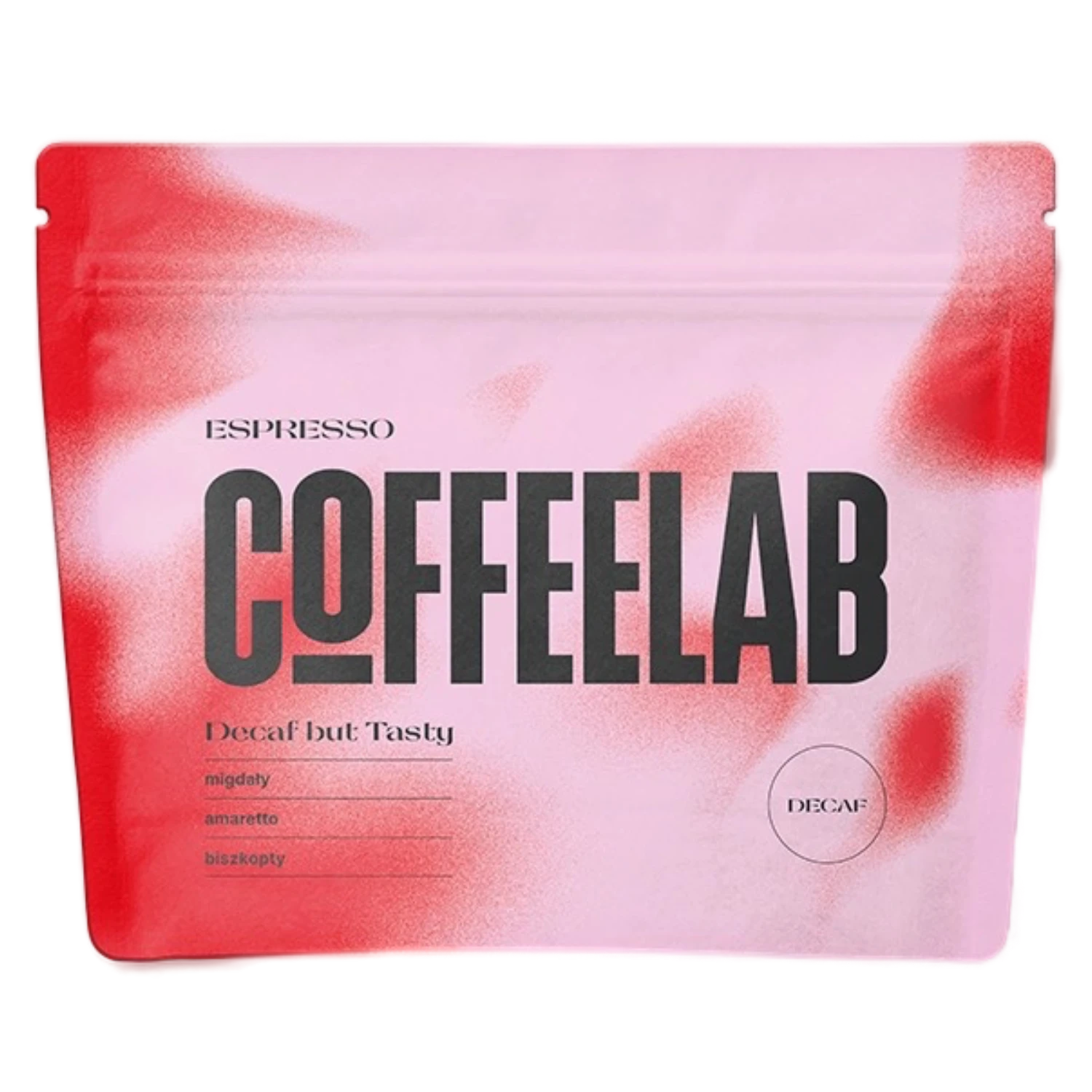 COFFEELAB Decaf But Tasty packaging with colorful gradient background