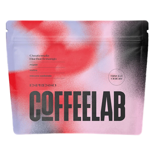 CoffeeLab Gwatemala Huehuetenango-förpackning med gradientbakgrund.