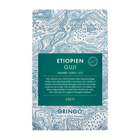 Specialkaffebönor – Gringo - Etiopien Guji, 250g – framsida av förpackning