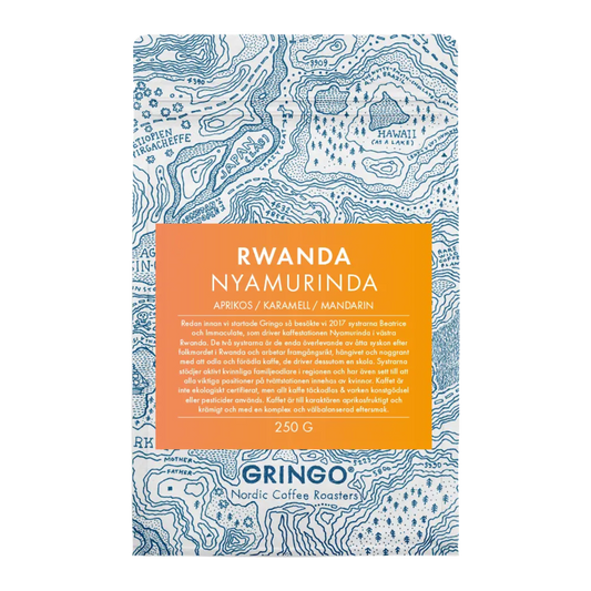 Rwanda Nyamurinda specialkaffe 250g med toner av aprikos och karamell.
