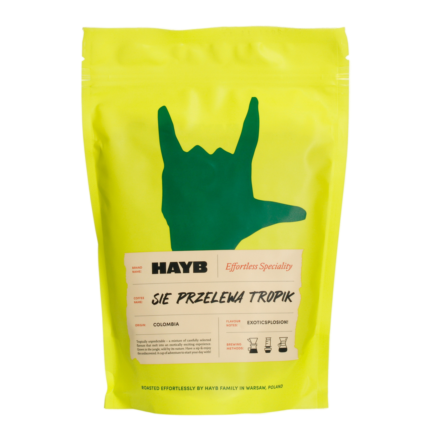 Specialty coffee beans – HAYB Sie Przelewa Tropik, 250g – front of packaging