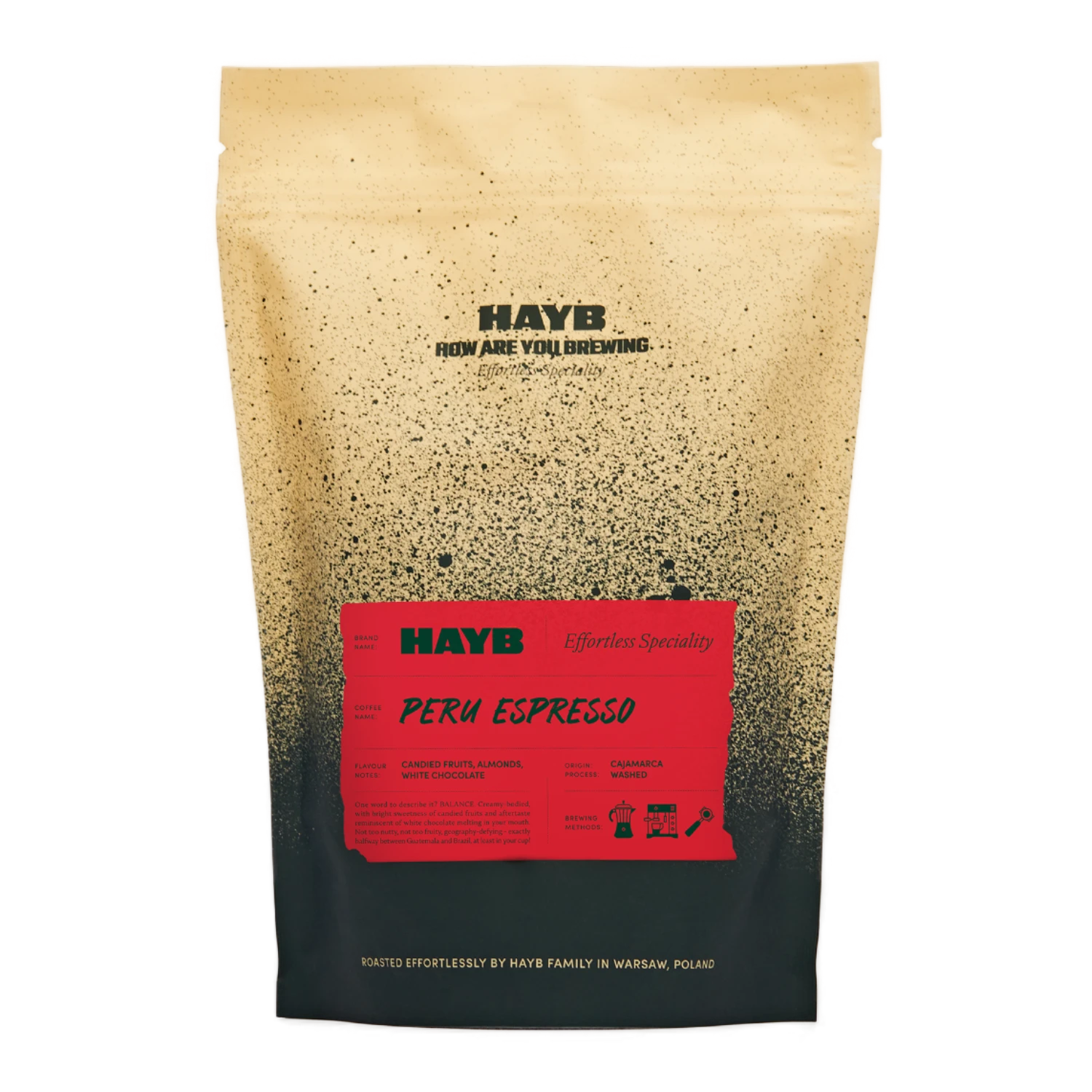 Specialty coffee beans – HAYB Peru Espresso, 250g – front of packaging