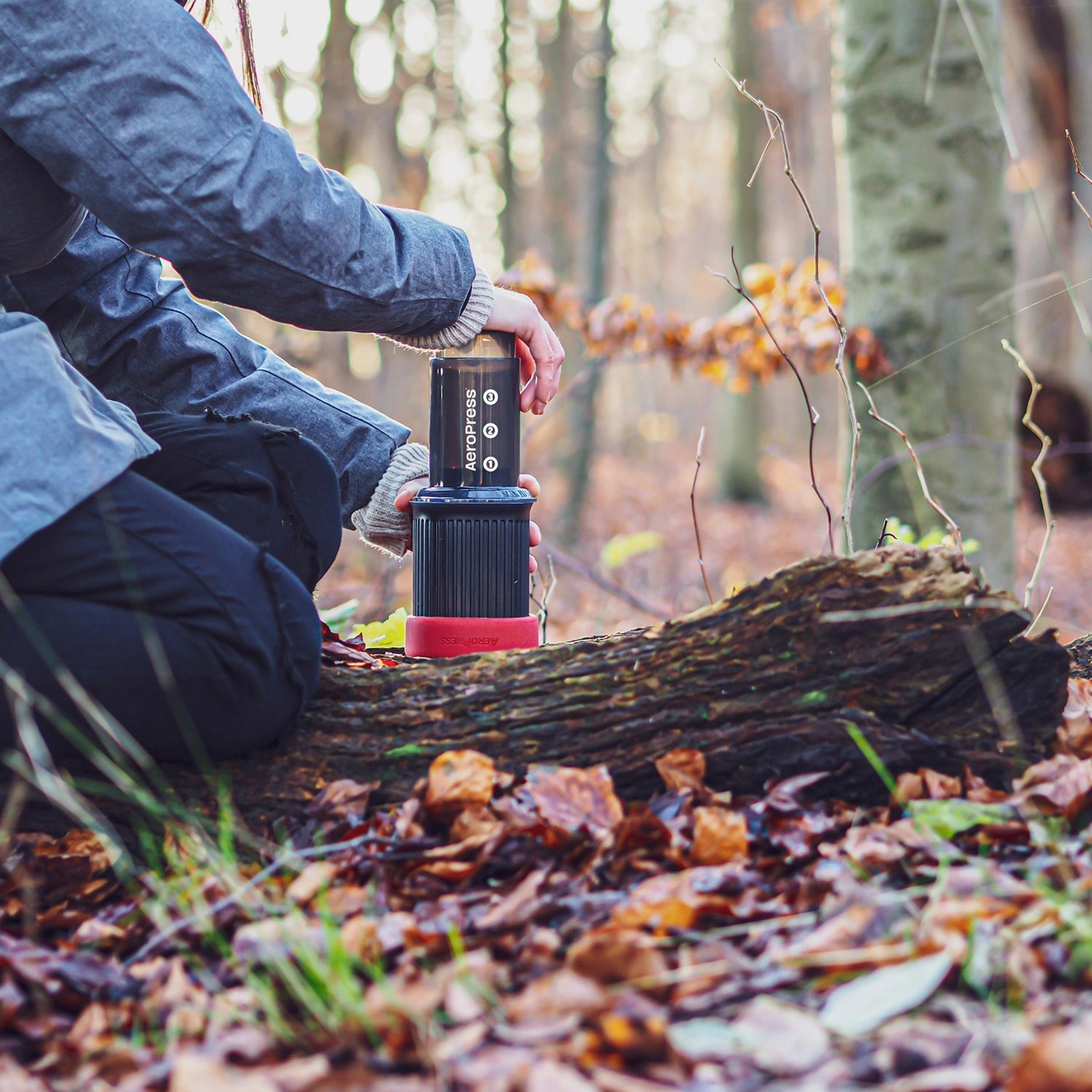 AeroPress Go portable coffee maker, lifestyle photo