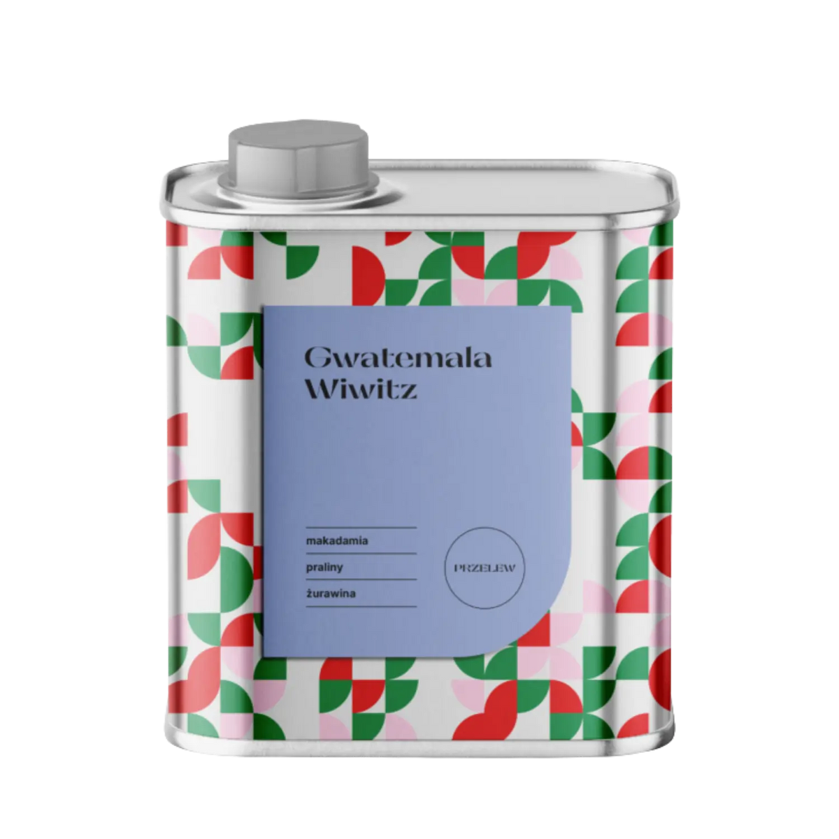 CoffeeLab Guatemala Wiwitz filter coffee in a metal container with blue label, featuring macadamia, pralines, and cranberry flavor notes