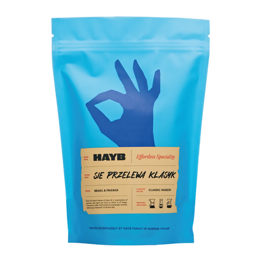 Specialkaffebönor – HAYB Sie Przelewa Klasyk, 250g – framsida av förpackning